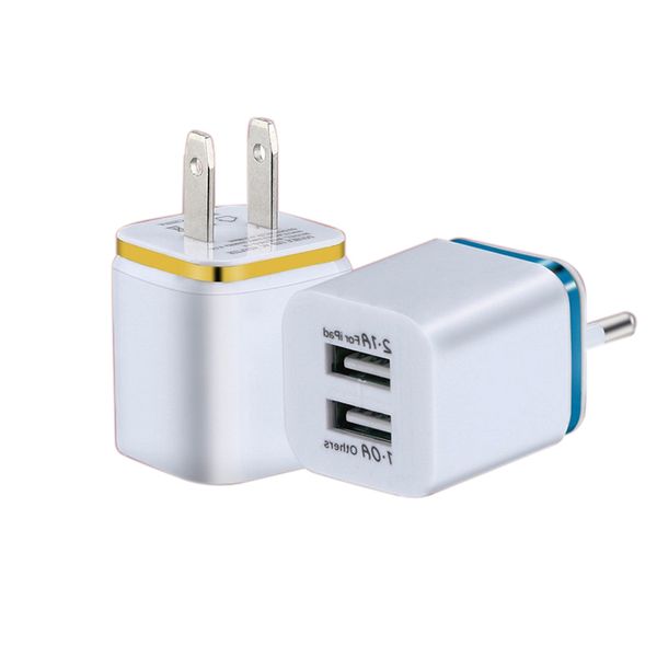 Adaptateur de chargeur mural à double Ports, prise US EU, chargeur de quai domestique 2,1a 1,0a, chargeur USB de voyage pour tablette Samsung Galaxy Note LG