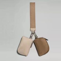 Dual Pouch Polsbandje sleutelhanger Mini Yogatas Afneembare Mini Zip Rond Polsbandje Portemonnee Draagbare sleutelhanger portemonnee Portemonnee Mini Dames Muntzakje