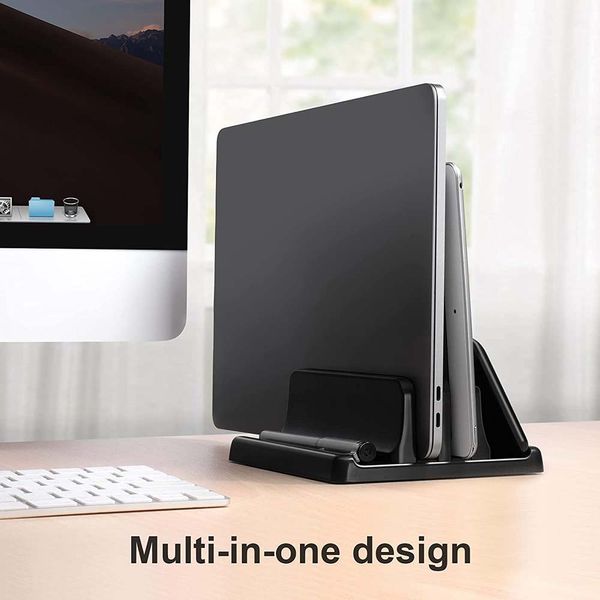 Soporte Vertical ajustable de doble ranura para ordenador portátil, base ajustable para escritorio, ahorro de espacio para MacBook, HP, Dell, Chrome Book