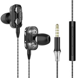 Dubbele luidspreker bedrade oortelefoons 3,5 mm headset voor iPhone 6 5 5s 4 voor Samsung Computer Dual Driver Stereo Sport Ear buoeds met MIC