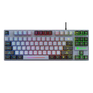 Clavier mécanique USB double orthographe filaire rétro-éclairage arc-en-ciel E-Sports Gaming étanche 87 touches bureau universel HKD230808