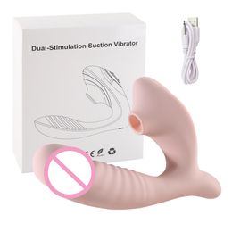 Vibromasseur d'aspiration à double stimulation 10 vitesses vibrant sexe oral clitoris ventouse stimulateur de clitoris jouets sexuels