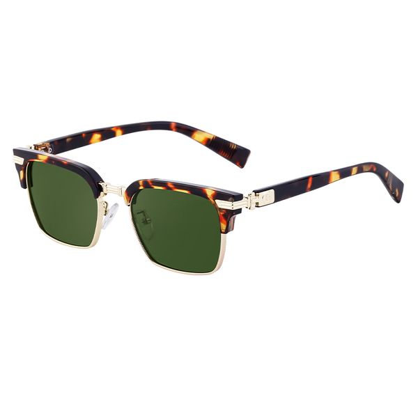 Lunettes de soleil double style monture patchwork en métal et PC avec lentilles polarisées lunettes de soleil à la mode
