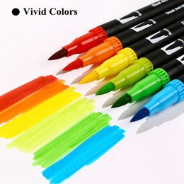 Dual Tip Art Markers voor het tekenen van 24/12/36/48/60 kleuren borstel penset draagbare aquarel kalligrafie pen kunstbenodigdheden