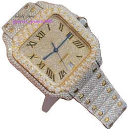 Dual Tone Cuban A1025 avec VVS Moisanite Iced Out Bus Down Hip Hop Personnalize Watch