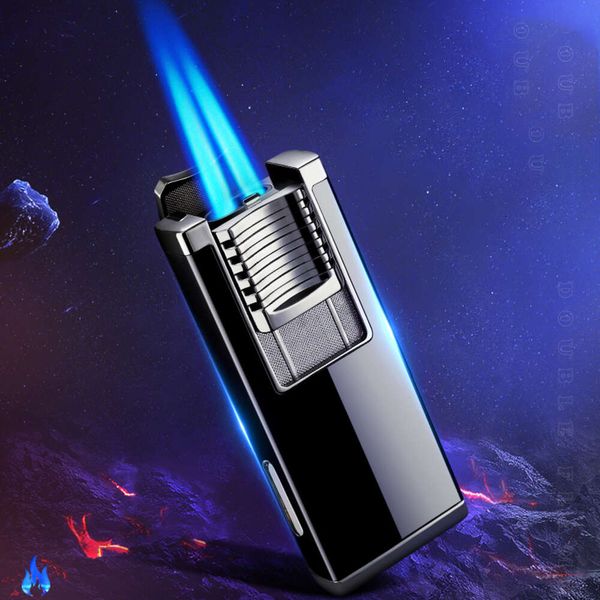 Light à double torche avec punch à cigare intégré - Flames de jet réglables de la taille 2 - Grip ergonomique - Accessoire cadeau Cutho