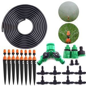 Dual Gebruik Micro Drip en Spray Garden Watering Irrigation Misting Cooling System met verstelbare nozzles