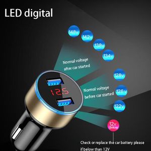 Chargeur de voiture double USB 5V/3,1 a, adaptateur de lumière LED pour iPhone, Samsung, Huawei, Pad, caméra, charge rapide universelle