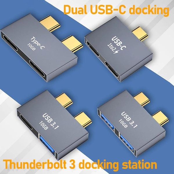 Estación de acoplamiento Thunderbolt HUB de USB-C Dual para Apple, portátil, MacBook Pro, Air, Mac, accesorios tipo C, carga de datos PD de 10Gbps