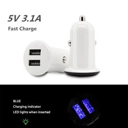 Double chargeur de voiture USB 5V 3.1A Mini adaptateur de charge de voiture rapide avec indicateur LED pour iphone 8 7 Samsung Tablet PC MP3