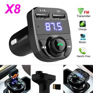 Double chargeur USB X8 voiture mains libres transmetteur FM Bluetooth sans fil lecteur MP3 avec Charge rapide 3.1A