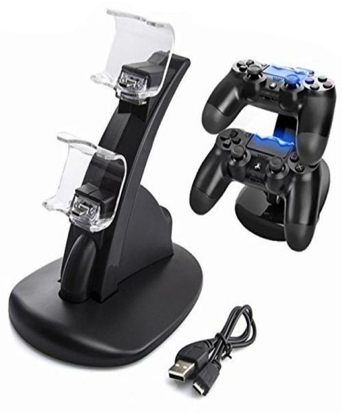 Dual USB Carging Carger Docking Station Stand Dual Charger LED Light para Sony PlayStation 4 Pro Slim Wireless Controller2424667