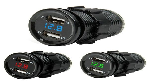 Double USB moto allume-cigare voiture allume-cigare chargeur prise chargeur LED voltmètre numérique moniteur 3 couleurs 4952097