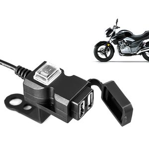 Dual USB-poort 12V Waterdichte Motorfiets Stuurlader 5 V 1A / 2.1A Adapter Voedingsaansluiting voor telefoon