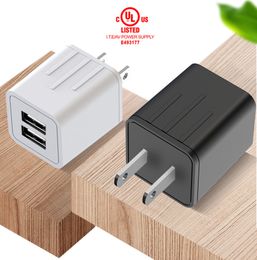 Cargador móvil con puerto USB dual 2.1a para iphone Certificado ETL Venta caliente de Amazon 2 puertos de carga de pared USB 10,5 W cargador de teléfono con pines de EE. UU.