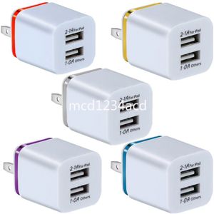 Double ports USB 2.1A Chargeurs EU US Ac Home Travel Wall Charger Adaptateur secteur Prise pour Iphone 12 13 14 Samsung Galaxy S20 S22 S23 S8 S10 HTC Phone Power Chargers