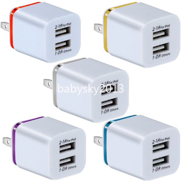 Double ports USB 2.1A Chargeurs EU US Ac Home Travel Wall Charger Adaptateur secteur Prise pour Iphone 12 13 14 Samsung Galaxy S20 S22 S23 S8 S10 HTC Power Chargers B1