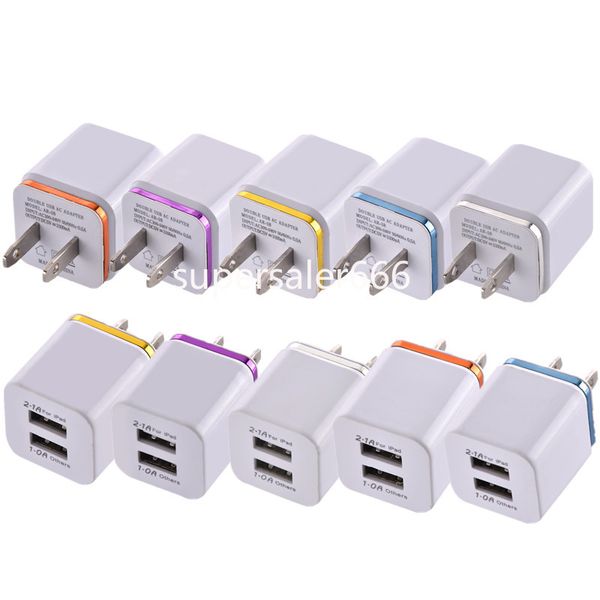 Puertos USB duales 2.1A Cargadores UE EE. UU. Ac Inicio Viaje Cargador de pared Adaptador de corriente Enchufe para Iphone 12 13 14 Samsung Galaxy S20 S22 S23 S8 S10 HTC S1