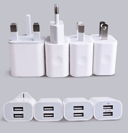 Cargadores de viaje USB duales AU EE. UU. UE Reino Unido Enchufe 2A Adaptador de alimentación de CA para el hogar 2 puertos Carga rápida rápida para iPhone 7 8 X 11 12 Samsung HUAWEI Xiaomi LG HTC OPPO Sony Cargador de pared