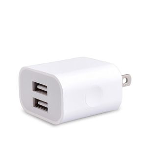 Dual USB US Plug 2A Wall Chargers Travel Home AC Power Adapter 2 Ports White Charger voor iPhone 6 7 8 Plus X 11 12 13 Samsung S7 S8 S20 S22 Opmerking 10 Xiaomi HTC LG Sony Telefoon EU AU