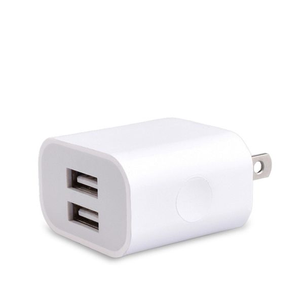 Dual USB US Plug 2A Cargadores de pared Viaje a casa Adaptador de corriente CA 2 puertos Cargador blanco para iPhone 6 7 8 Plus X 11 12 13 Samsung S7 S8 S20 S22 Note 10 Xiaomi HTC LG SONY Phone EU AU