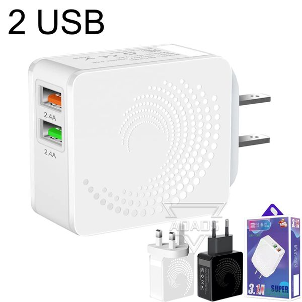 Adaptador de pared USB dual Material ABS Cargadores de teléfonos móviles UE EE. UU. Reino Unido Adaptado para iPhone Samsung Teléfono inteligente