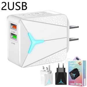 Adaptateur mural double USB pour téléphone et ordinateur portable, chargeur EU/US/UK adapté pour smartphone iphone Samsung