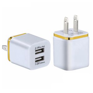 Dubbele USB -telefoonlader Wall Chargers Adapter 5V 2.1A Twee poorten voor iPhone Samsung Huawei -smartphones