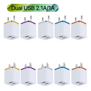 Dual USB Wall Charger Real 5V/1.2A Plating Edge US EU Plug voor iPhone iPad Samsung Huawei LG Mobiele telefoons Universele Reislader 100 stks/up