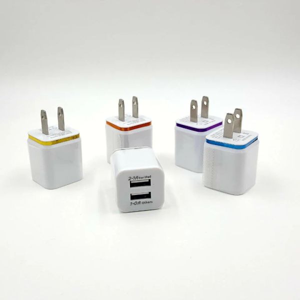 Chargeurs muraux double USB prise US 2.1A adaptateur secteur 2 ports pour huawei Iphone Samsung LG LL