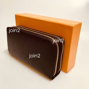 Dual Zip Wallet Dames Fashion Long Zippy Wallet Card Holder Coin Purse Key Pouch Bruin Waterdicht canvas met geschenkdoos M61723