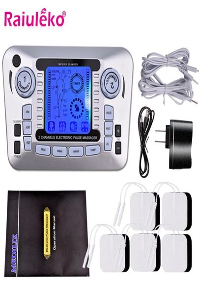 Masseur d'impulsions DualOutput Stimulateur musculaire électrique Tens Machine d'acupuncture Électrothérapie Appareil de massage corporel Soulagement de la douleur1494704