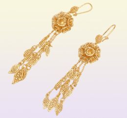 Dubaï 18K couleur or ensembles de bijoux pour femmes indien Ethiopie collier pendentif boucles d'oreilles ensemble Afrique S Saoudite fête de mariage cadeau 1281975