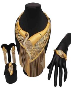 Dubai 24k gouden grote sieraden sets vrouwen bruiloft lange ketting04875912