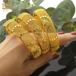 Dubai 24K Gold Bangles Wedding Indian Bangle Indian African Luxury Women Stracelets Hard Charm Ethiopian Arabic Hand Jewelry 240407