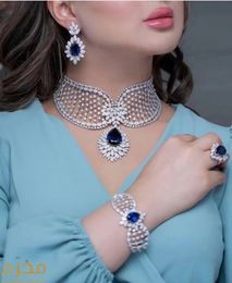 Dubai 4 -piece sieraden set Angel Design Bruid ketting oorring AAA kubieke zirconia dames bruiloft accessoires 231221