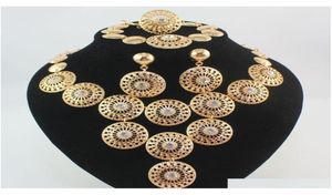 Dubai African Gold Compated Mysterious Charming Bruids Fashion Net Bracelet Ring Earring Dames Kostuum feest sieraden Sets VTABS4884247