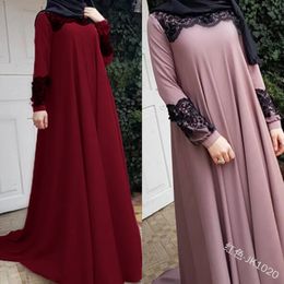 Dubaï Arabe musulman robes femmes Islam A-line Big Swing Maxi Robe Splice Loose Ramadan Turkish Islamic Clothing Large Taille S-5XL 240415