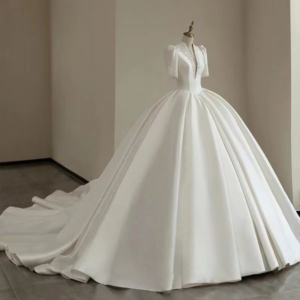 Dubaï arabe robe de bal robes de mariée, plus la taille chérie dos nu balayage train robes de mariée Bling luxe perles paillettes robes de mariée designer Vestido De Novias
