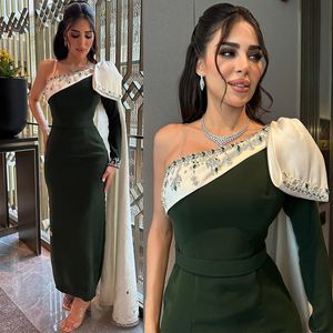 Dubaï arabe robe formelle femmes élégant en mousseline de soie froncé col haut Cape jaune robe de soirée une épaule robe Longo Festa Graducation Party Club robes de bal