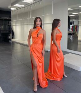 Dubai Arabische oranje zeemeermin prom jurken voor zwarte vrouwen meisjes plus size high juweel nek high side split formele slijtage verjaardag speical gelegenheid avondjurken