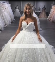 Dubai Arabisch Sparkly Plus -size luxueuze baljurk Jurken Sweetheart Lace trouwjurk Bridal Jurys Vestidos de noiva