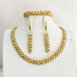 Dubaï coloré collier boucles d'oreilles Bracelet ensemble de bijoux bijoux indiens de luxe mode Style dîner fête quotidien vêtements accessoire 240125