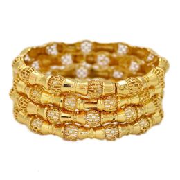 Bracelets de couleur or de Dubaï pour femmes plaqués indiens africains bracelets durs charme de mariage éthiopien arabe bijoux à main de luxe 240307