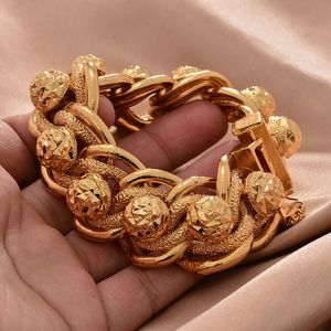 Bracelets de couleur de Dubaï Gold pour hommes Chaîne de liaison de mariage Islamic Muslimic Arab Moyen-Orient Bijoux Africain Bracelet Gift240403