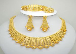 Dubai Goud Kleur Sieraden Sets Voor Grote Ketting Afrikaanse Vrouwen Italiaanse Bruids Bruiloft Accessoires1455568