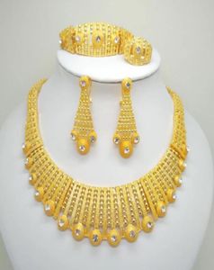 Dubai Goud Kleur Sieraden Sets Voor Grote Ketting Afrikaanse Vrouwen Italiaanse Bruids Bruiloft Accessoires8914256