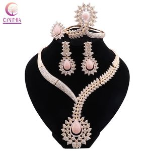 Dubaï plaqué or ensembles de bijoux femmes collier boucles d'oreilles grand pendentif Nigeria bijoux de mariée cadeau de fête de mariage