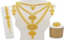 Ensembles de bijoux de Dubaï, collier et boucles d'oreilles en or pour femmes africaines, France, fête de mariage 24K, bijoux éthiopiens, cadeaux de mariée 2106194363864