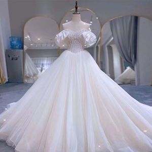 Dubai Luxe A Line Wedding Jurken Plus Size Chapel Train Sweetheart Vestido de Novia Appliqued Bridal Wedding Ghowns Custom Made Crystal kralen Wed Jurk